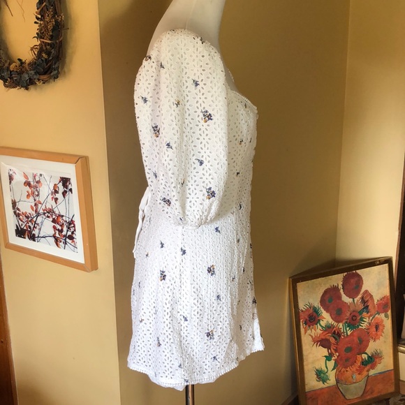 SAYLOR Revolve Size XL DINA Dress White Cotton Eyelet Balloon Sleeve Floral $288 - Picture 5 of 16